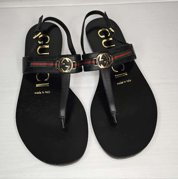 Gucci Shoes - Gucci Interlocking G Web Sandals Black Women's Size 36.5 Designer Slide